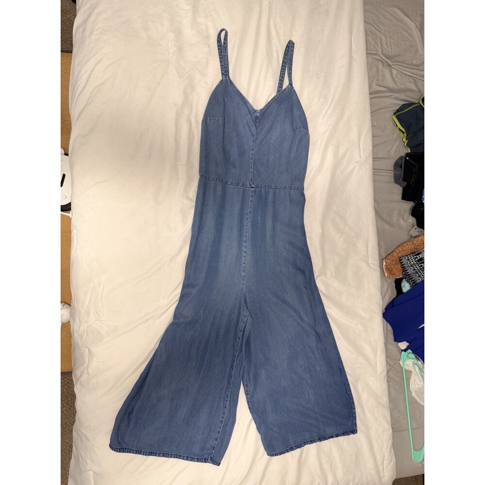 Denim jumpsuit women with straps and flared leg - 2XL